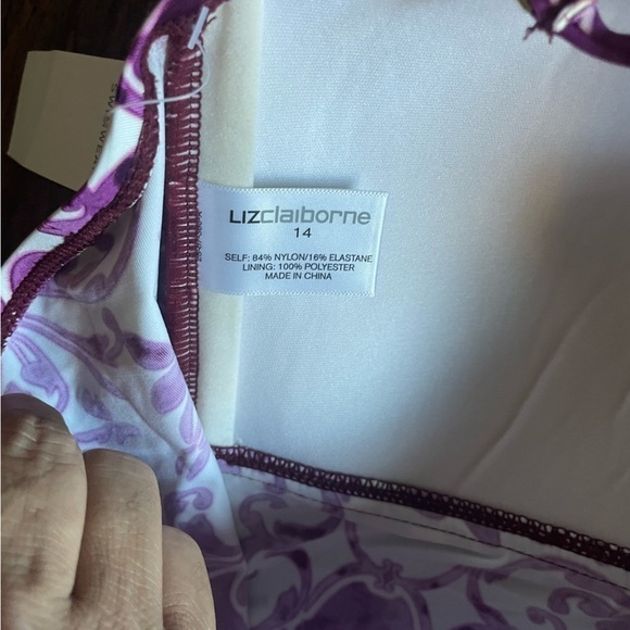 NWT LIZ CLAIBORNE Pattern Bandeau Swimsuit Top Size 14 - Picture 6 of 7
